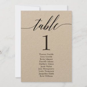 Placeringsplan Modern skript för enskilt Bord-kort Inbjudningar