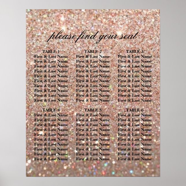 Placeringsplan - Rose Gold Glit Fab Poster (Framsidan)