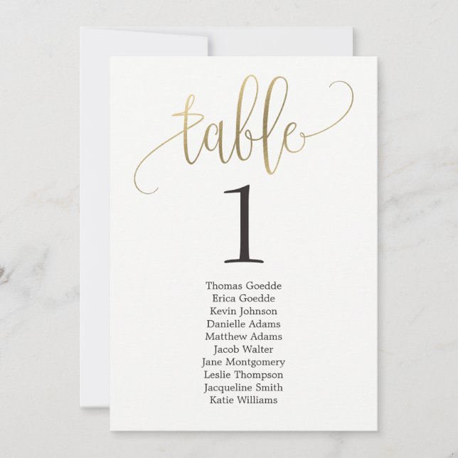 Placeringsschema Bordskort Vacker Kalligrafi (Framsida)