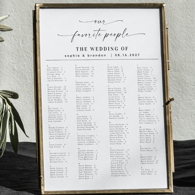 Placeringsschema för alfabetisk Bröllop i elegant Poster (Skapare uppladdad)