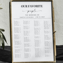 Placeringsschema för alfabetisk Bröllop i elegant