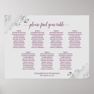 Placeringsschema för Cassis Lila & Grått 7 Bord Br Poster