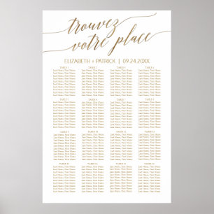 Placeringsschema för Fransken elegant Guld Calligr Poster
