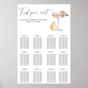 Placeringsschema för Prosecco-möhippa Poster