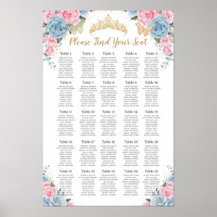 Placeringsschema för Quinceañera Baby blue Rosa Bl Poster