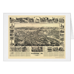 Placerville panorama- karta för CA - 1888 Hälsningskort