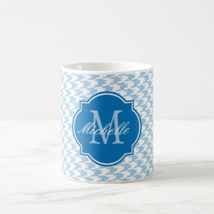 Placid Blue Houndstooth Monogram Mugg
