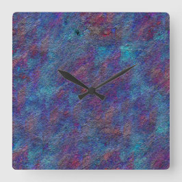 Pläckor av cyan och röd färg fyrkantig klocka
