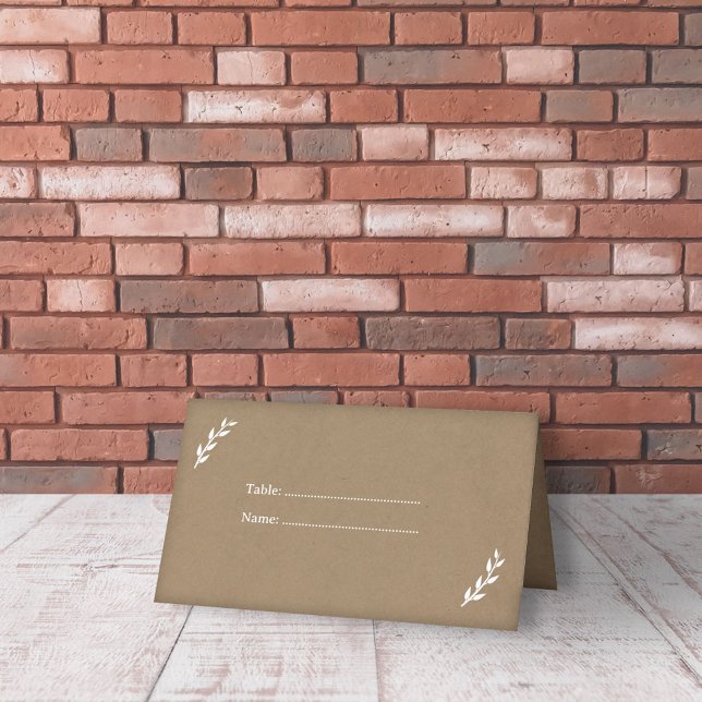 Plackort för Kraft & Rustic Bröllop Placeringskort (Kraft & Rustic Wedding Place Cards)