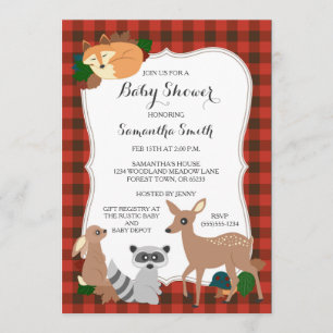 Pläd för buffel för skogsmarkvarelsebaby shower inbjudningar