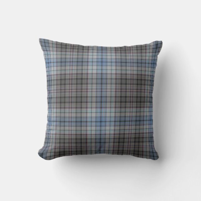 Pläd för Tartan för blåttgrå färgvit Kudde (Framsida)