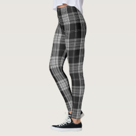 Pläd för Tartan för svart grå färglinne stor Leggings