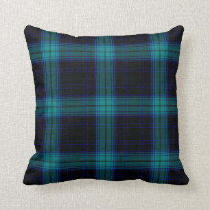 Pläd för Tartan för svart grönt för Kudde