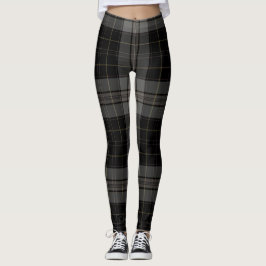 Pläd för Tartan för svart kolgrå färg jätte- Leggings