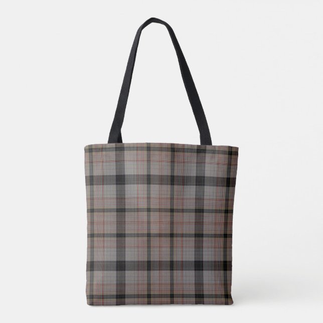 Pläd för Tartan för Taupegrå färgsvart röd Tygkasse (Baksida)