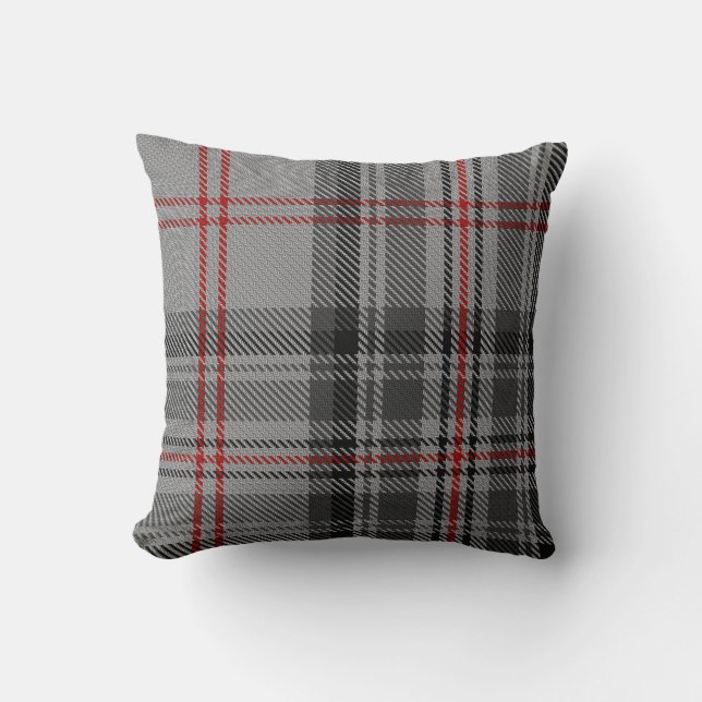 Pläd för Tartan för Taupegråttsvart röd offcentre Kudde (Framsida)