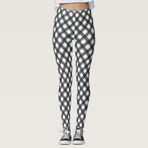 Pläd för vit för buffelkontrollsvart rutig leggings