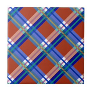 Pläd, kontroller, röda Tartans och blått Kakelplatta