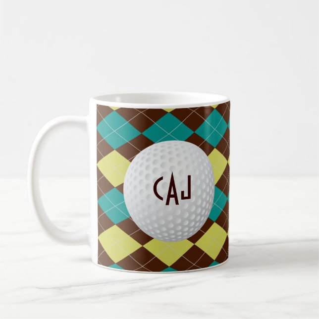 Pläd med golfbollen, personligkaffemugg kaffemugg (Vänster)