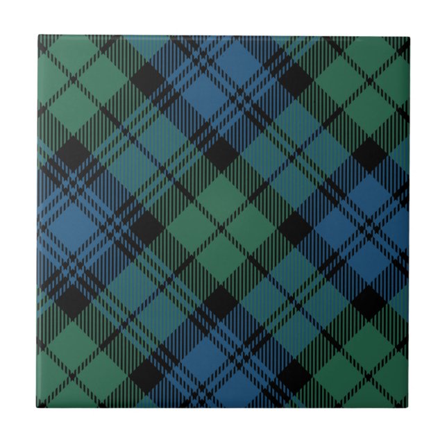 Plade Grönt Rustic Farmhouse Campbell Tartan Kakelplatta (Framsidan)