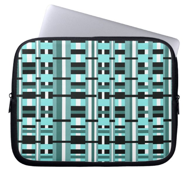 Plade i Aqua, Teal, Black & White Laptop Fodral (Framsidan)