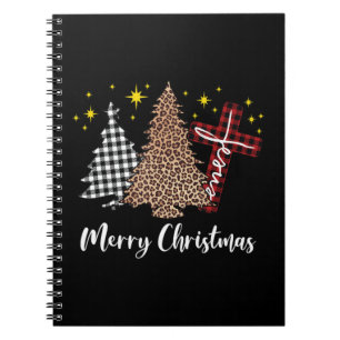 Plade Julafton Träd Christian Kor Jesus Merry Kris Anteckningsbok
