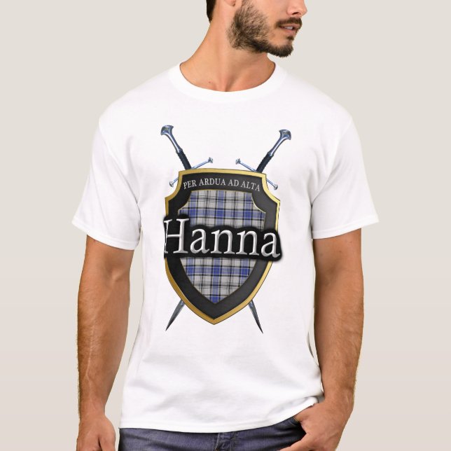Plädet för den klanHanna Hannay tartanen skyddar & Tee Shirt (Framsida)