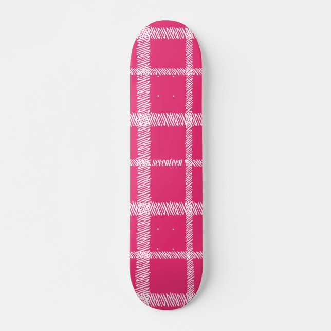 Plädmagenta Old School Skateboard Bräda 21,6 Cm (Framsida)