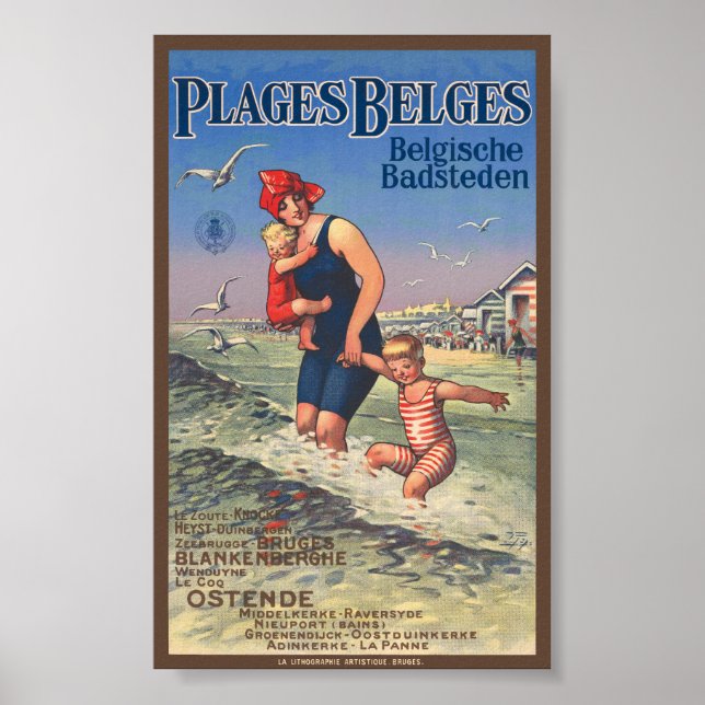 Plages Belges Vintage affisch 1920 (Framsidan)