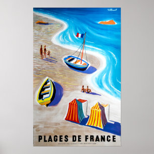 Plages de Frankrike-stränder av Frankrike Travel Poster