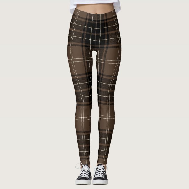 Plagt bruntartan leggings (Framsida)