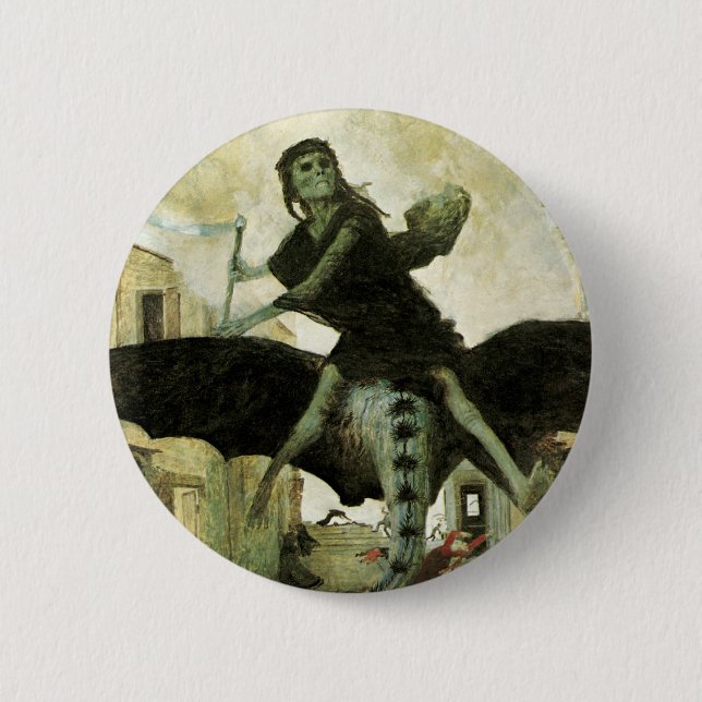 Plague av Arnold Bocklin, Vintage Symbolism Knapp (Framsida)