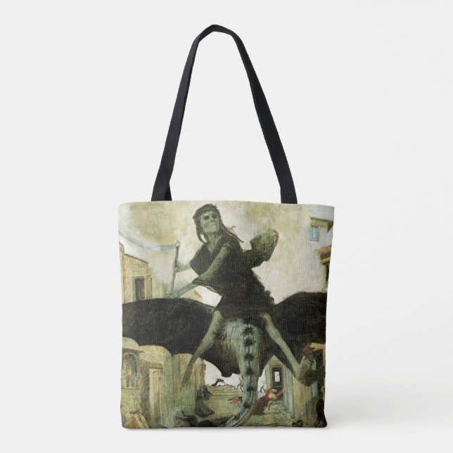 Plague av Arnold Bocklin, Vintage Symbolism Tygkasse (Baksida)