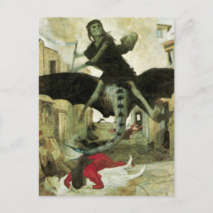 Plague av Arnold Bocklin, Vintage Symbolism Vykort