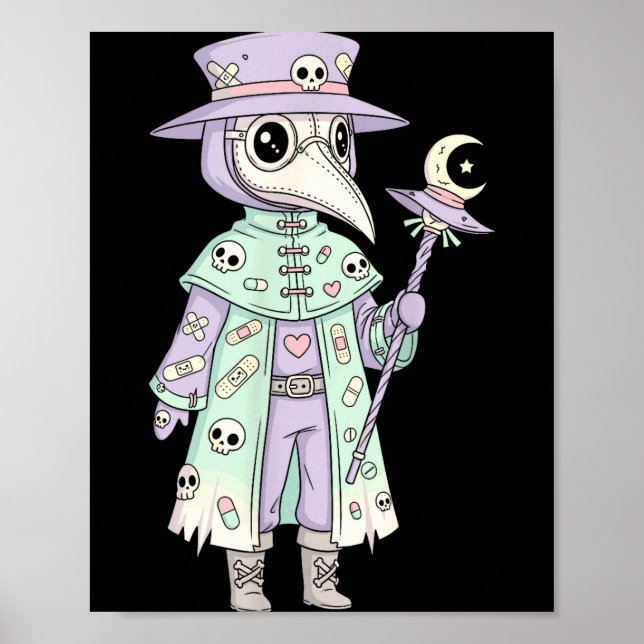 Plague Doctor Gothic Pastel Cute Moth Face Mask Oc Poster (Framsidan)