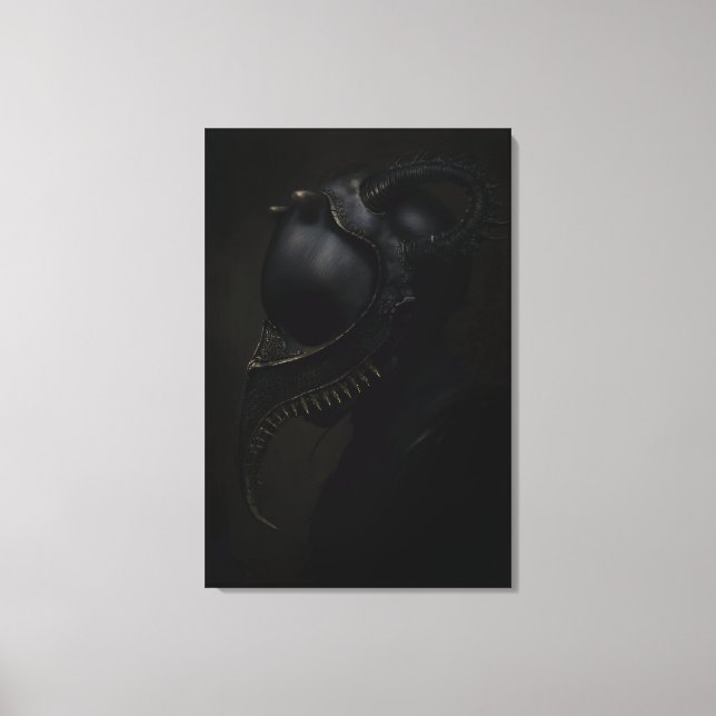 Plague Doctor Mask Obsidian Horns Horror Canvastryck (Framsida)