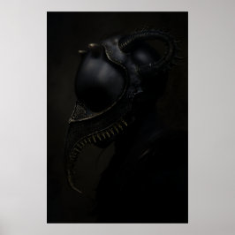Plague Doctor Mask Obsidian Horns Horror Poster