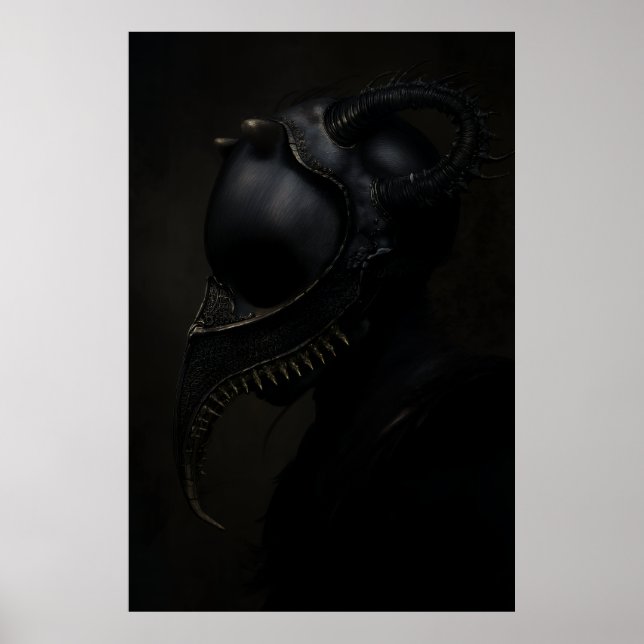 Plague Doctor Mask Obsidian Horns Horror Poster (Framsidan)