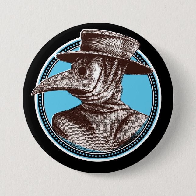 Plague Doktor Button Blue Knapp (Framsida)