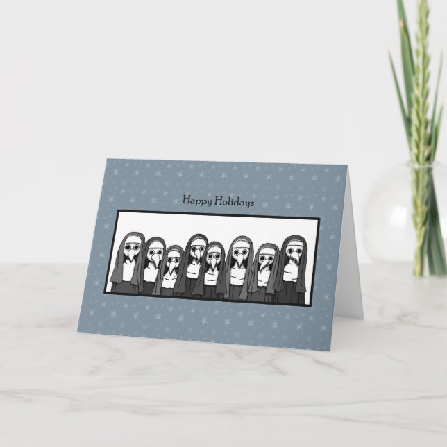 Plague Doktor Mask Nuns Creepy konstig Goth Helgda Kort (Framsida)