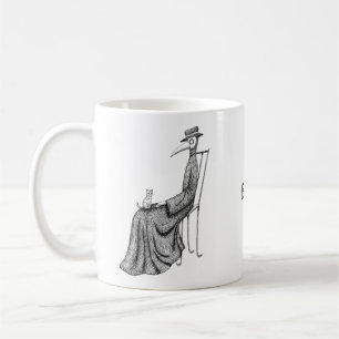 Plague Doktor med Cat Goth Art Personlig namn Kaffemugg