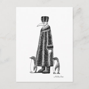 Plague Doktor Porträtt Winter Disease Creepy Art Vykort