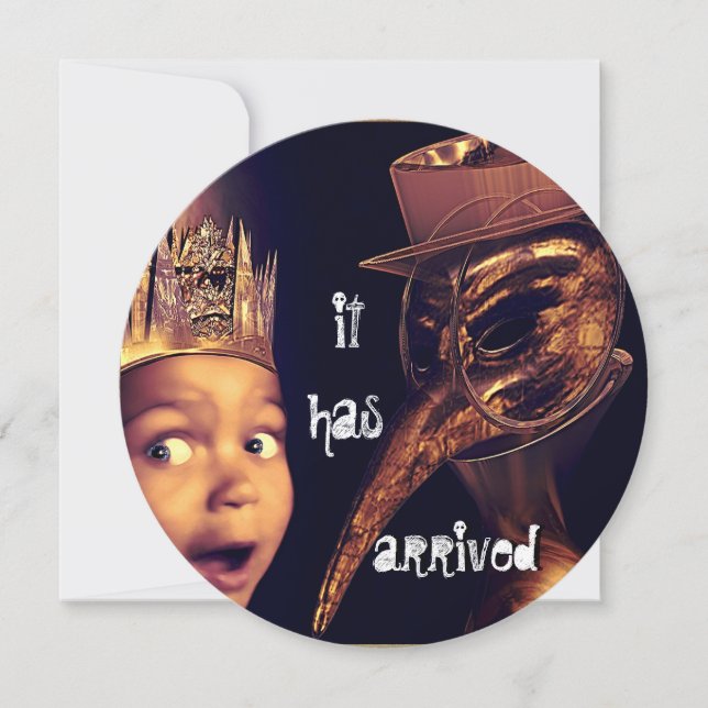 Plague Doktor Round Vuxen Halloween fest Inbjudningar (Framsida)