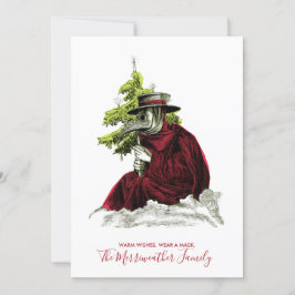 Plague Doktor Santa. Baby Det är Covid utanför Kort