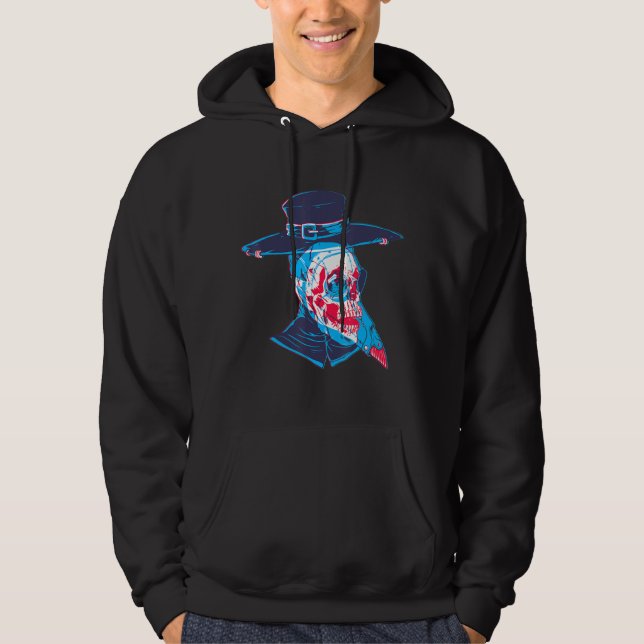 Plague Doktor Skull Mask Bizarre Mörk Art Hoodie (Framsida)