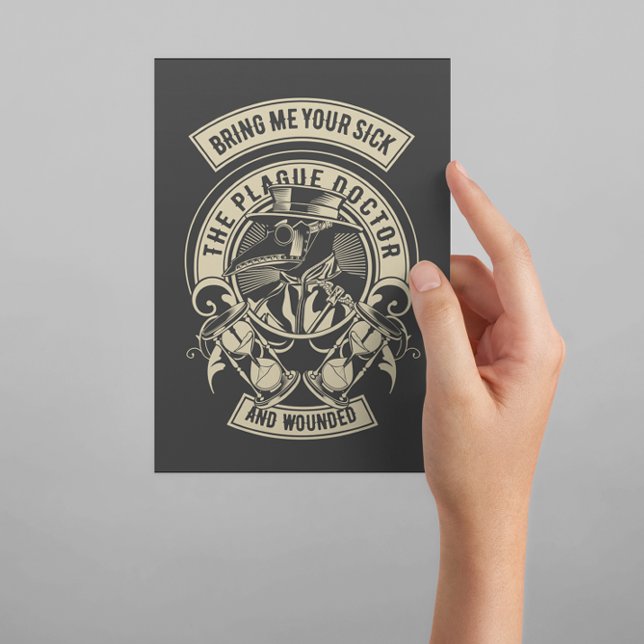 Plague Doktor Vintage Vykort (plague doctor black postcard)