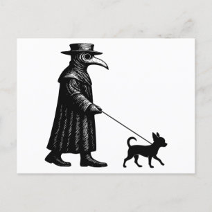 Plague Doktor Walking Chihuahua Helg Vykort