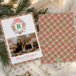 Plaid 12 Days of Christmas Monogram Crest Foto Julkort