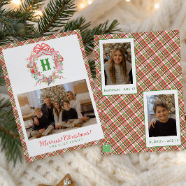 Plaid 12 Days of Christmas Monogram Crest Foto Julkort