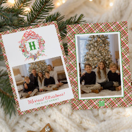 Plaid 12 Days of Christmas Monogram Crest Foto Julkort